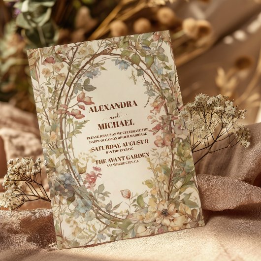 Elegant Autumn Waterverf Floral Wedding Kaart