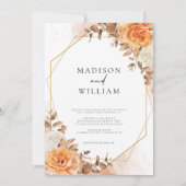 Elegant Autumn Waterverf Floral Wedding Kaart (Voorkant)