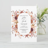 Elegant Autumn Waterverf Floral Wedding Kaart (Staand voorkant)