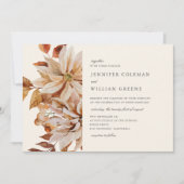 Elegant Autumn Waterverf Floral Wedding Kaart (Voorkant)