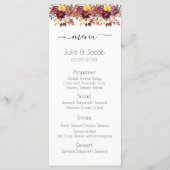 Elegant Autumn Waterverf Floral Wedding Menu (Voorkant)