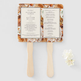 Elegant Autumn Waterverf Floral Wedding Programme Handwaaier