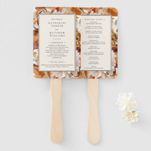 Elegant Autumn Waterverf Floral Wedding Programme Handwaaier