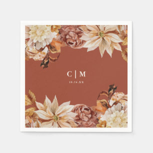 Elegant Autumn Waterverf Monogram Weddenschap Servet