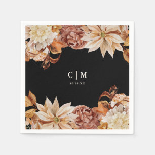 Elegant Autumn Waterverf Monogram Weddenschap Servet