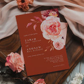 Elegant Autumn Waterverf Terracotta Wedding Kaart