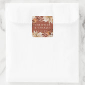 Elegant Autumn Waterverf Terracotta Wedding Vierkante Sticker (Tas)