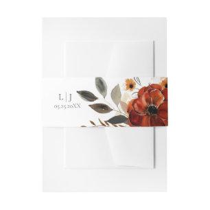 Elegant Autumn Waterverf Wedding Invitation Bell Uitnodigingen Wikkel