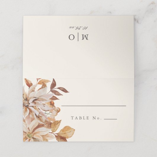 Elegant Autumn Waterverf Wedding Plaatskaartje (Buitenkant ongevouwen)