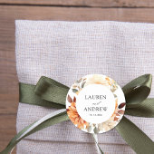 Elegant Autumn Waterverf Wedding Ronde Sticker