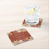 Elegant Autumn Waterverf Wedding Square Paper Ca Kartonnen Onderzetters (Insitu)