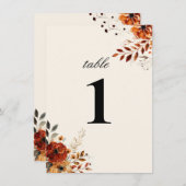 Elegant Autumn Waterverf Wedding Table Number Kaart (Voorkant / Achterkant)