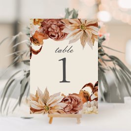 Elegant Autumn Waterverf Wedding Table Number Kaart