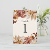 Elegant Autumn Waterverf Wedding Table Number Kaart (Staand voorkant)