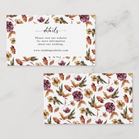 Elegant Autumn Wedding Informatiekaartje (Voorkant / Achterkant)