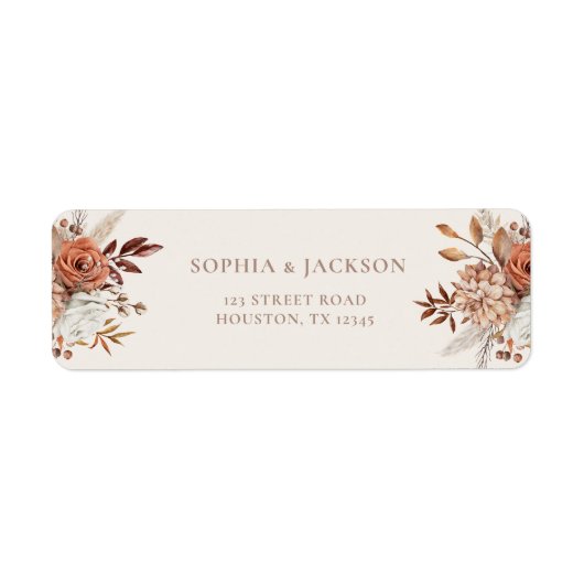 Elegant Autumn Wedding Return Address Label (Voorkant)