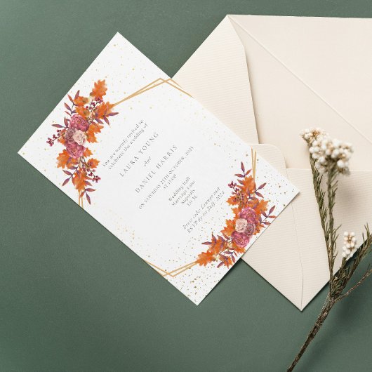 Elegant Autumn Wedding Uitnodiging
