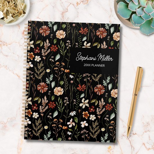 Elegant Autumn Wildflower Meadow Floral Pattern Planner