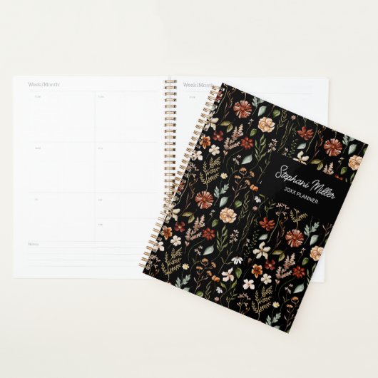 Elegant Autumn Wildflower Meadow Floral Pattern Planner (Display)