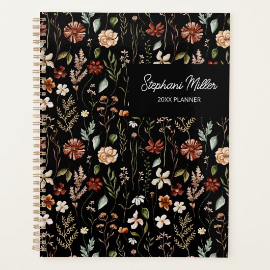 Elegant Autumn Wildflower Meadow Floral Pattern Planner (Voorkant)