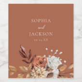 Elegant Autumn Winter Floral Wedding Favors Wine L Wijn Etiket (Enkel label)