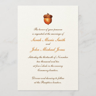 Elegant Autumnal Acorn Invitation Kaart