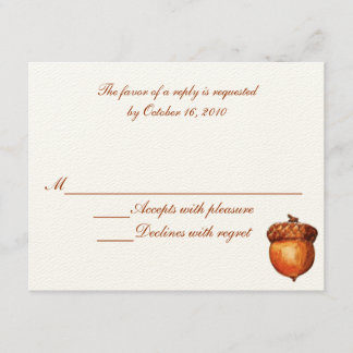 Elegant Autumnal Acorn Response Card RSVP Kaartje