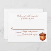 Elegant Autumnal Acorn Response Card RSVP Kaartje (Voorkant / Achterkant)