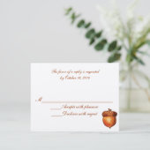 Elegant Autumnal Acorn Response Card RSVP Kaartje (Staand voorkant)