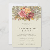 Elegant Autumnal Floral Border Thanksgiving Dinner Kaart (Voorkant)