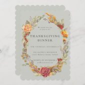 Elegant Autumnal Floral Border Thanksgiving Dinner Kaart (Voorkant / Achterkant)