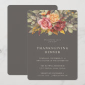 Elegant Autumnal Floral Border Thanksgiving Dinner Kaart (Voorkant / Achterkant)