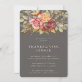 Elegant Autumnal Floral Border Thanksgiving Dinner Kaart (Voorkant)
