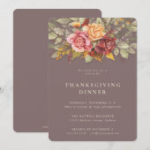 Elegant Autumnal Floral Border Thanksgiving Dinner Kaart (Voorkant / Achterkant)