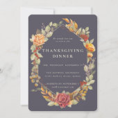 Elegant Autumnal Floral Border Thanksgiving Dinner Kaart (Voorkant)