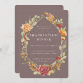 Elegant Autumnal Floral Border Thanksgiving Dinner Kaart (Voorkant / Achterkant)