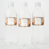 Elegant autumnal floral names and wedding date waterfles etiket (Flessen)