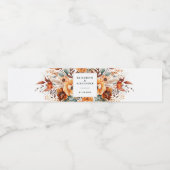 Elegant autumnal floral names and wedding date waterfles etiket (Enkel label)