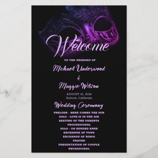 Elegant avond bruiloft programma (Voorkant)