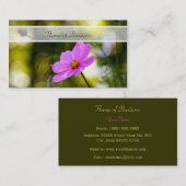 Elegant avondroze kosmos Wilde bloem met naam Visitekaartje (Voorkant / Achterkant)