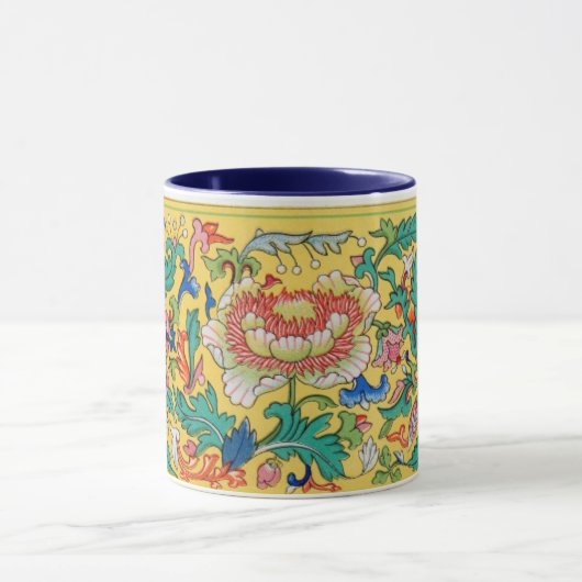 Elegant Aziatisch Bloempatroon Mooie achtergrond Mok (Midden)