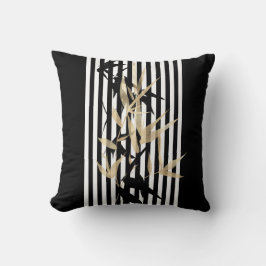 Elegant Aziatisch Zwart Wit Streep Goud Bamboe Kussen