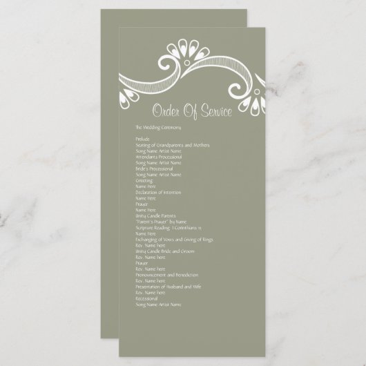 Elegant Aziatische Orde van Service Programmakaart (Voorkant / Achterkant)