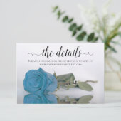 Elegant Azure Blue Roos Wedding Details Website Informatiekaartje (Staand voorkant)