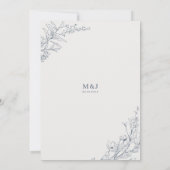 Elegant Azure Floral Wreath Monogram Bruiloft Kaart (Achterkant)