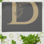 Elegant B Boho Floral Monogram Initiaal Goud Goud Theedoek (Gevouwen)