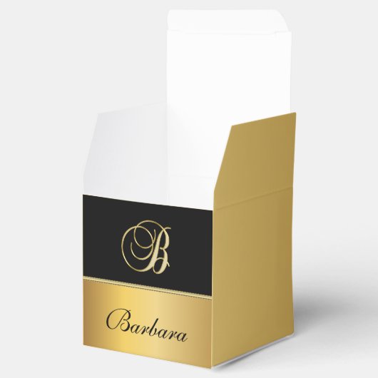 Elegant "B" Monogram op persoonlijke titel Zwart g Bedankdoosjes (Geopend)