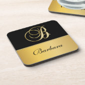 Elegant "B" Monogram op persoonlijke titel Zwart g Bier Onderzetter (Linkerzijde)