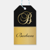 Elegant "B" Monogram op persoonlijke titel Zwart g Cadeaulabel (Voorkant)