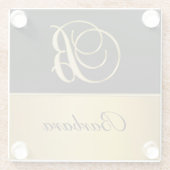 Elegant "B" Monogram op persoonlijke titel Zwart g Glazen Onderzetter (Achterkant)